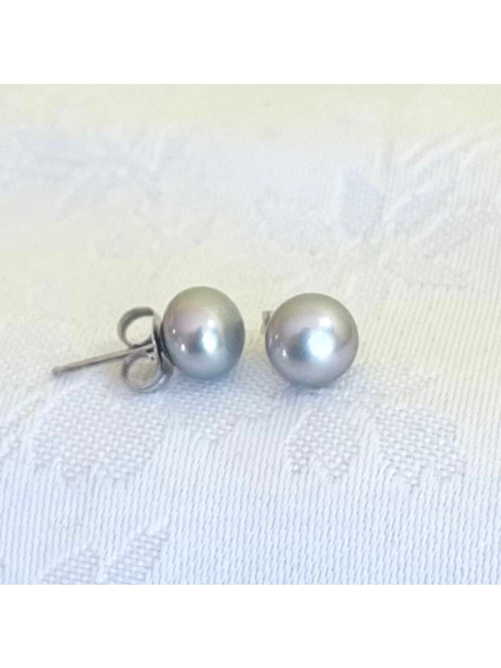 HONORA Pearl Earrings Sterling Silver Gray Stud Classic Freshwater Cultured